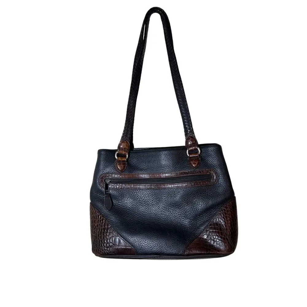 Brighton Classic Brown Croc and Black shoulder bag